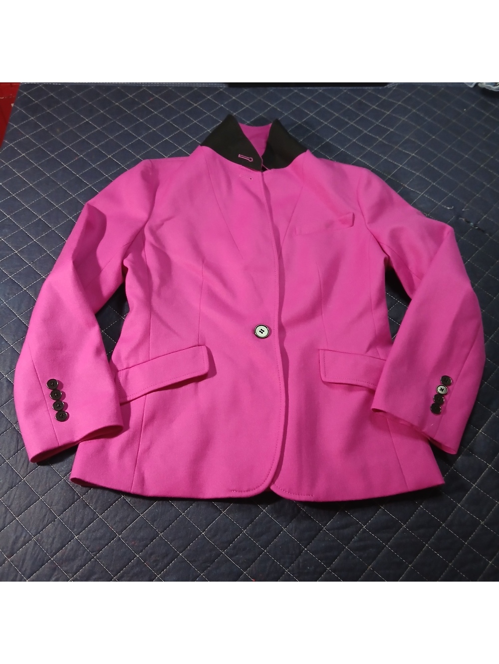 Talbots Preppy Blazer Jacket Women 6 Pink Black Trim Single Button